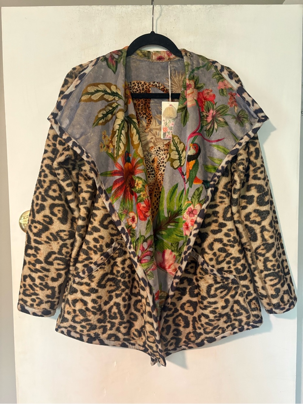 Johnny Was C48852-6 Reversible Leopard & Tropical Print Jacket NWT - Picture 5 of 6